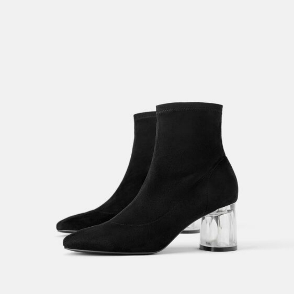 Zara Methacrylate Heel Stretch Ankle Boot Size 38